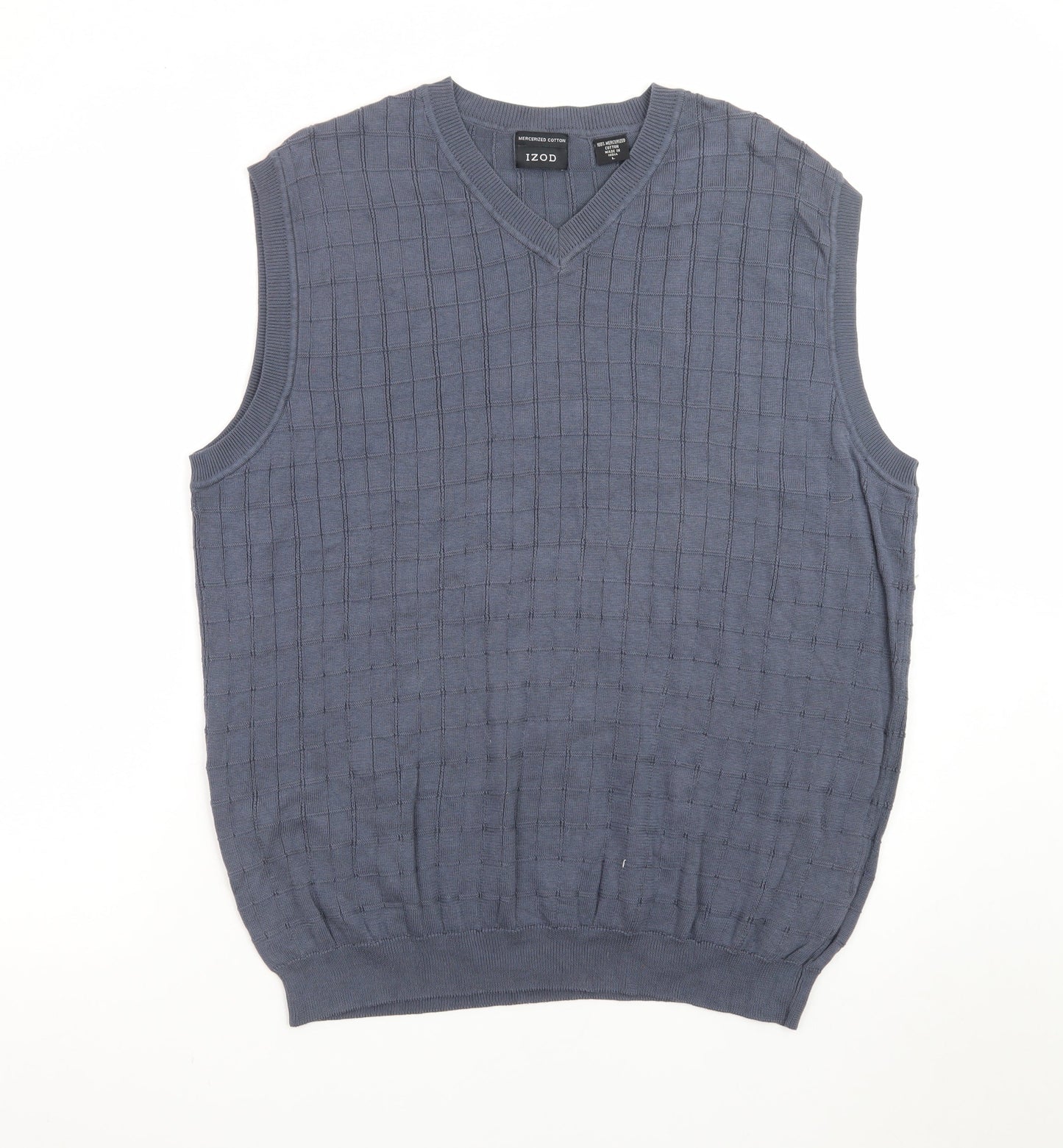 IZOD Men's Blue Cotton V-Neck Sleeveless Knit Vest L
