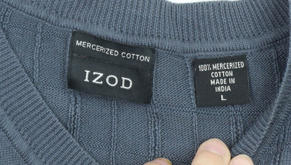 IZOD Men's Blue Cotton V-Neck Sleeveless Knit Vest L