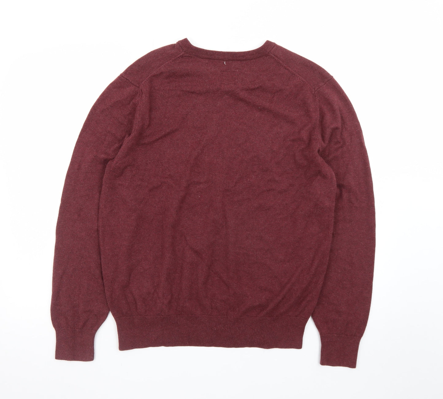 St John's Bay Men's Red Cotton Blend V-Neck Pullover Jumper M