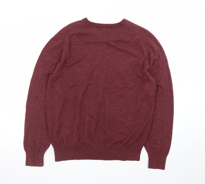 St John's Bay Men's Red Cotton Blend V-Neck Pullover Jumper M