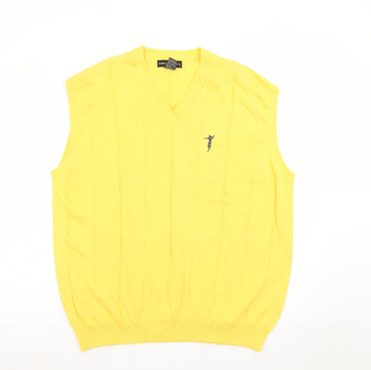 Fairway Outfitters Men's Yellow Cotton V-Neck Golf Vest L