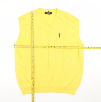 Fairway Outfitters Men's Yellow Cotton V-Neck Golf Vest L