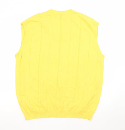 Fairway Outfitters Men's Yellow Cotton V-Neck Golf Vest L