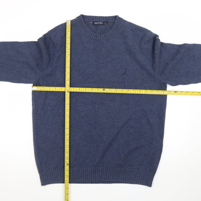 Nautica Men's Blue Cotton Crew Neck Pullover Jumper Size L