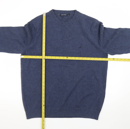 Nautica Men's Blue Cotton Crew Neck Pullover Jumper Size L