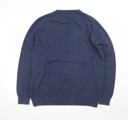 Nautica Men's Blue Cotton Crew Neck Pullover Jumper Size L
