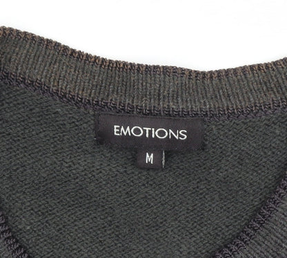 Emotions Womens Black Sleeveless Cardigan Vest M Embroidered Beaded Knit