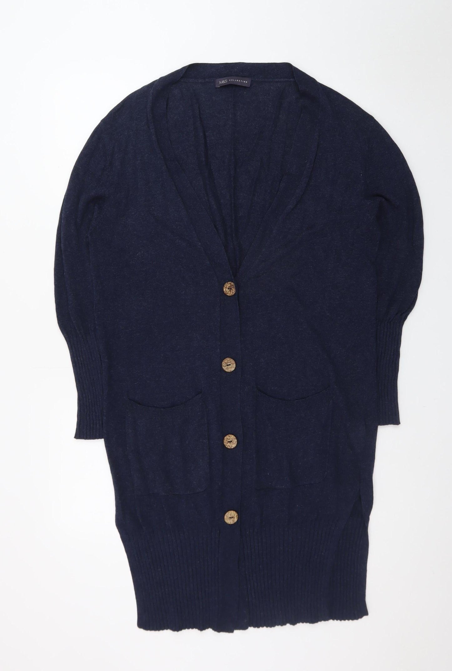 Marks and Spencer Women's Blue Longline Knit Cardigan L