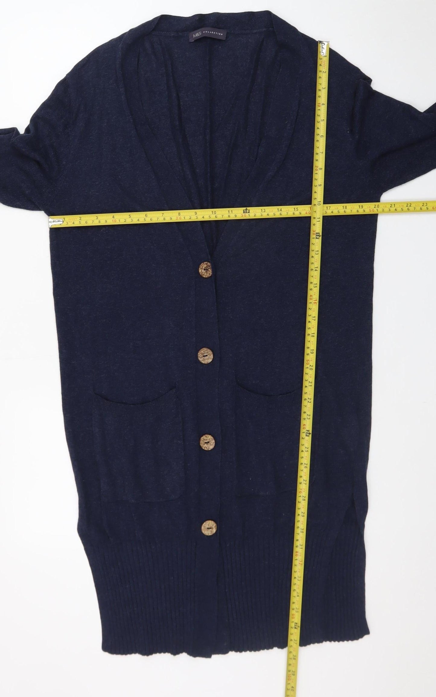 Marks and Spencer Women's Blue Longline Knit Cardigan L