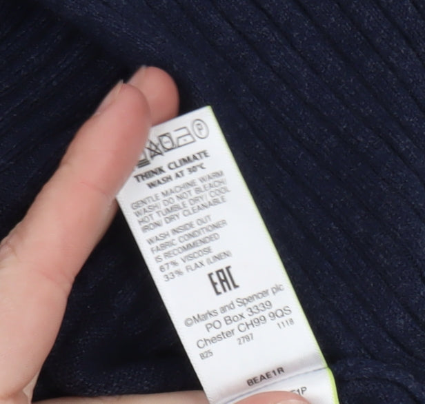Marks and Spencer Women's Blue Longline Knit Cardigan L