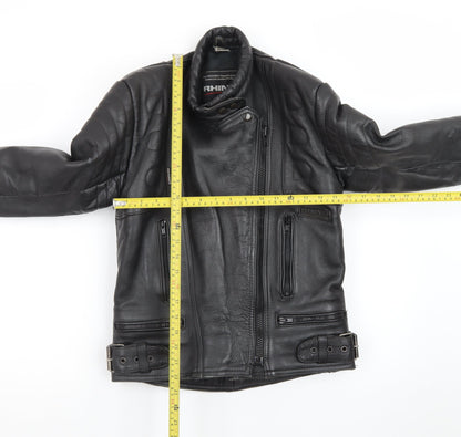 Rhino Womens Black Leather Motorcycle Jacket Size 14 Biker Style