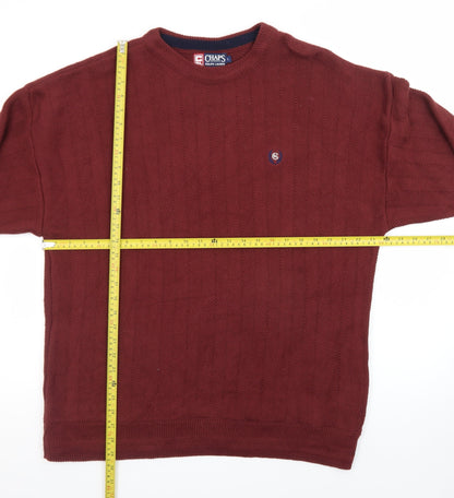 Chaps Ralph Lauren Men's Red Cotton Cable-Knit Jumper L