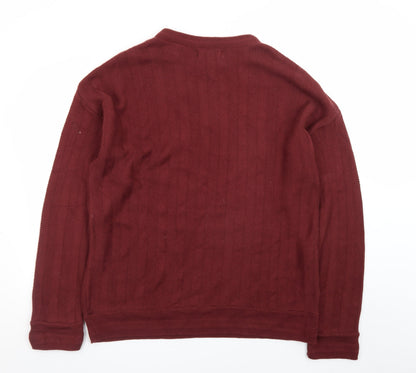 Chaps Ralph Lauren Men's Red Cotton Cable-Knit Jumper L