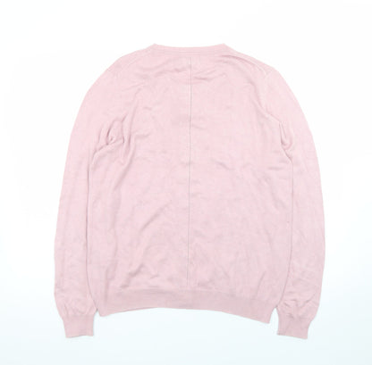 Nicole Miller Women’s Pink Cardigan L Long Sleeve Crew Neck Knit