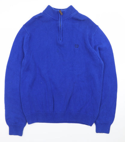 Chaps Men's Blue XL 1/4 Zip Cotton Knit Jumper