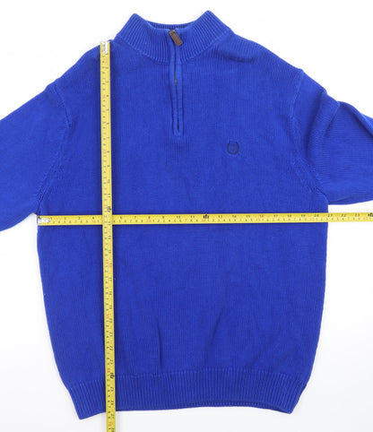 Chaps Men's Blue XL 1/4 Zip Cotton Knit Jumper