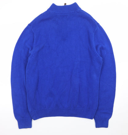 Chaps Men's Blue XL 1/4 Zip Cotton Knit Jumper