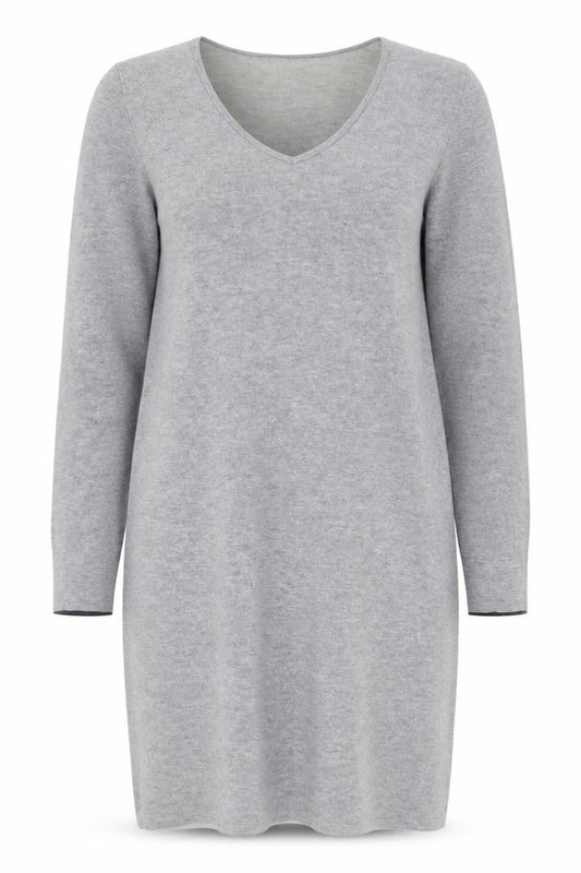 White Stuff Womens Grey Knit V-Neck Sweater Dress Size 10