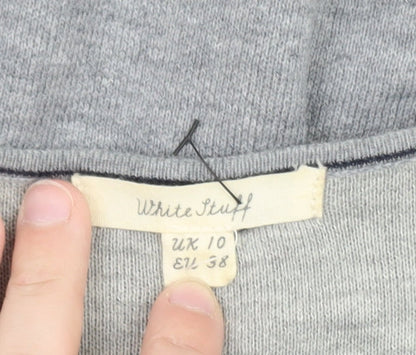 White Stuff Womens Grey Knit V-Neck Sweater Dress Size 10