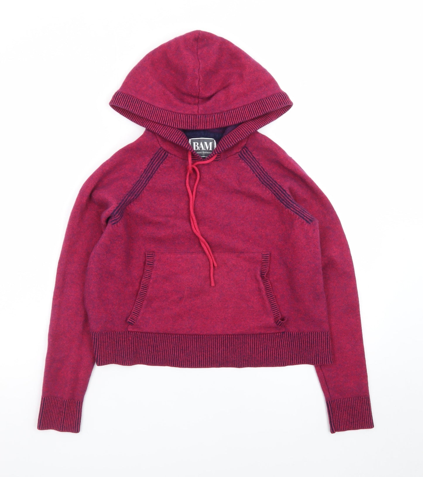 BAM Women's Red Wool Blend Hooded Pullover Jumper Size S