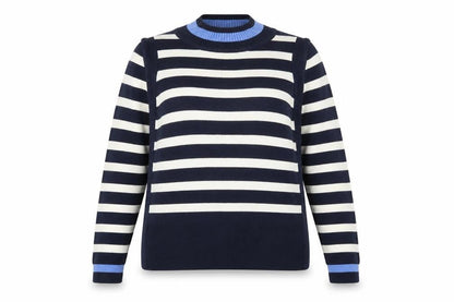 Marks & Spencer Women’s Blue Striped High Neck Jumper UK 16