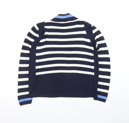 Marks and Spencer Women’s Blue Striped High Neck Jumper UK 16
