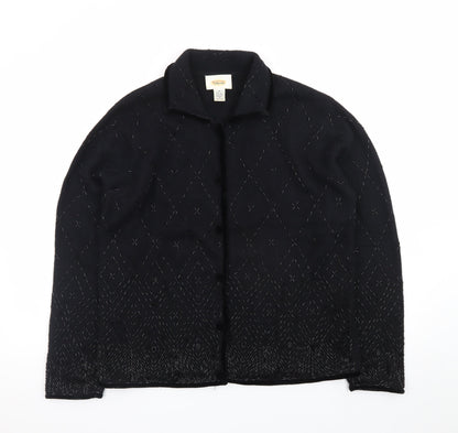Talbots Women’s Black Wool Angora Collared Cardigan M