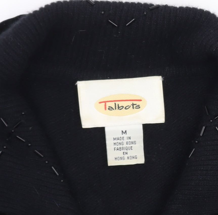 Talbots Women’s Black Wool Angora Collared Cardigan M