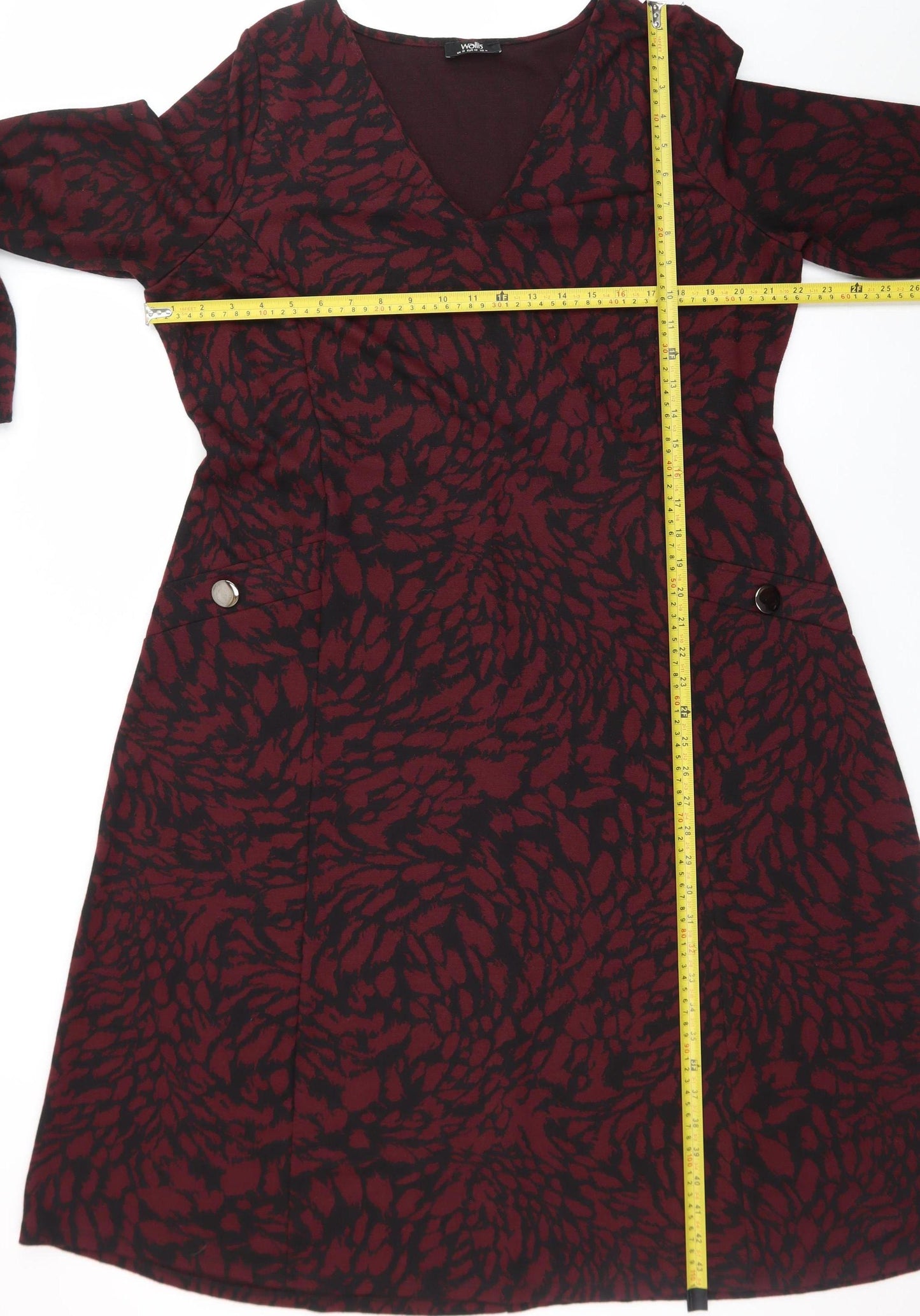 Wallis Women Red Black Knee Length A-Line Jersey Dress Size 18