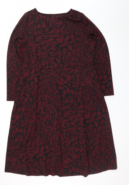 Wallis Women Red Black Knee Length A-Line Jersey Dress Size 18
