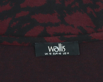 Wallis Women Red Black Knee Length A-Line Jersey Dress Size 18