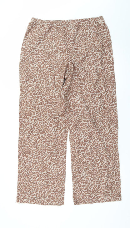 Marks and Spencer Women’s Brown Animal Print Wide-Leg Trousers M