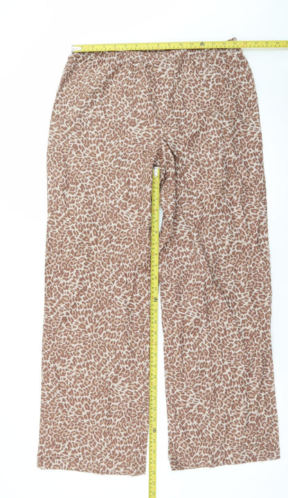 Marks and Spencer Women’s Brown Animal Print Wide-Leg Trousers M