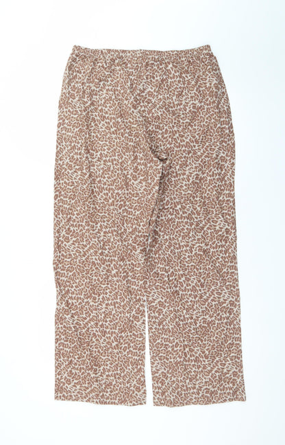 Marks and Spencer Women’s Brown Animal Print Wide-Leg Trousers M