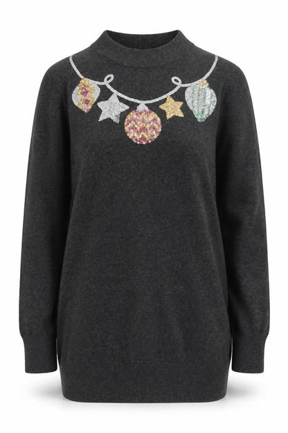 Peacocks Women’s Grey Sequin Christmas High Neck Jumper Size 8