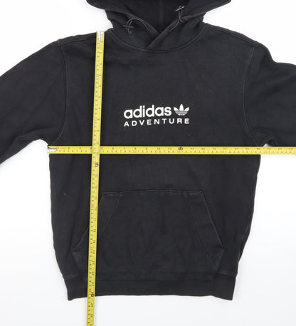 adidas Men Black XS Pullover Hoodie Adventure Logo Fleece Sweatshirt