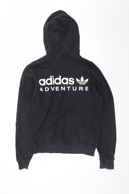 adidas Men Black XS Pullover Hoodie Adventure Logo Fleece Sweatshirt