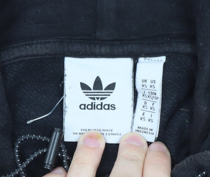 adidas Men Black XS Pullover Hoodie Adventure Logo Fleece Sweatshirt
