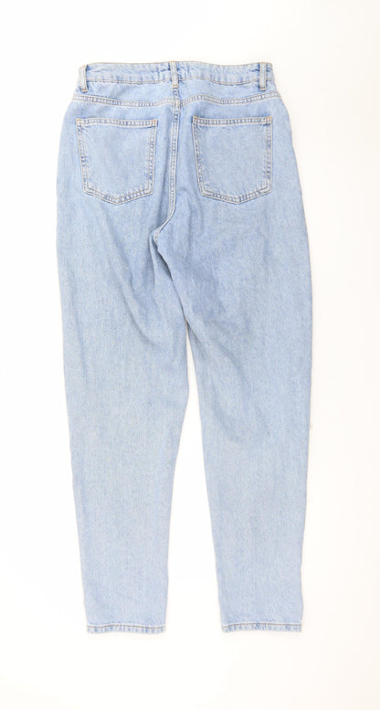 Primark Women’s Blue Distressed Mom Jeans Size 10 High Rise Denim