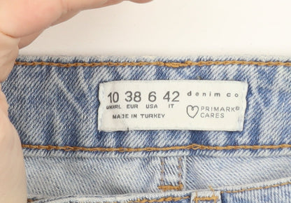 Primark Women’s Blue Distressed Mom Jeans Size 10 High Rise Denim