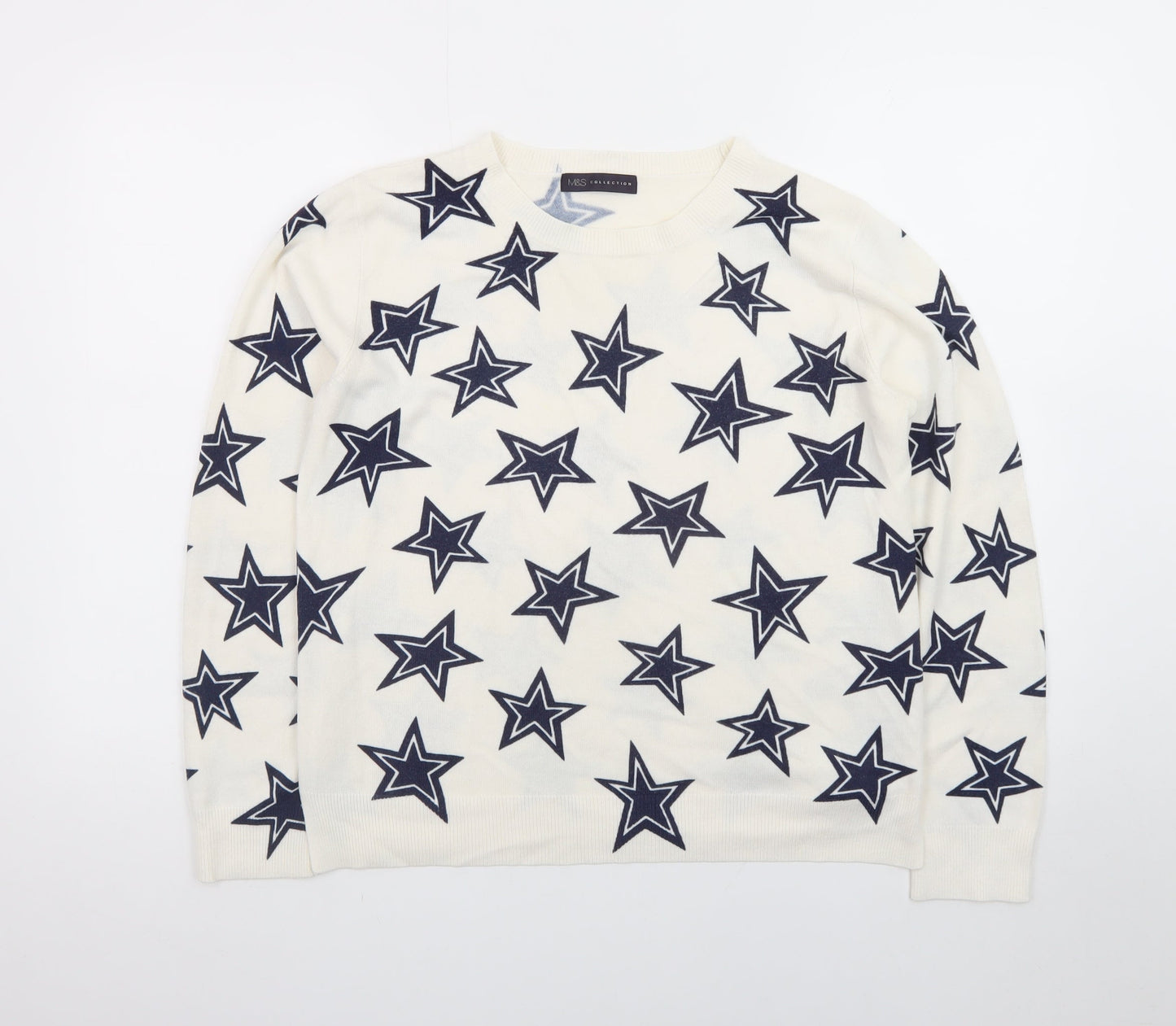 Marks and Spencer Women’s Ivory Star Print Crew Neck Jumper Size 14