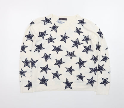 Marks and Spencer Women’s Ivory Star Print Crew Neck Jumper Size 14