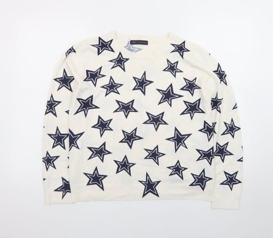 Marks and Spencer Women’s Ivory Star Print Crew Neck Jumper Size 14
