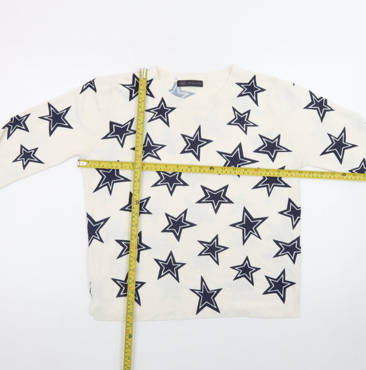Marks and Spencer Women’s Ivory Star Print Crew Neck Jumper Size 14
