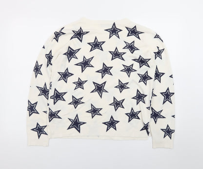 Marks and Spencer Women’s Ivory Star Print Crew Neck Jumper Size 14