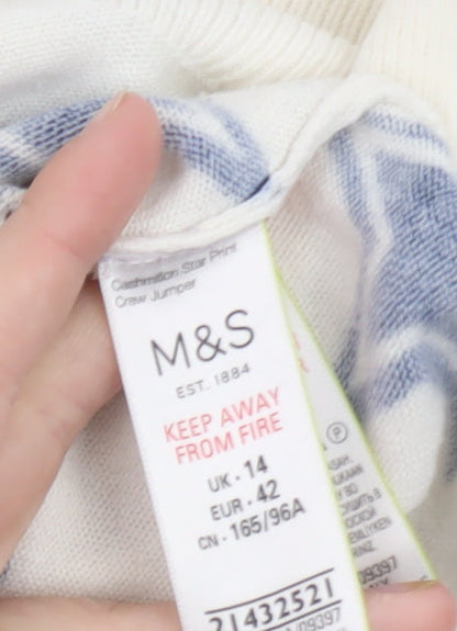 Marks and Spencer Women’s Ivory Star Print Crew Neck Jumper Size 14