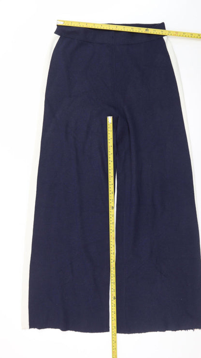 Marks and Spencer Womens Blue Wide-Leg Knit Sweatpants M