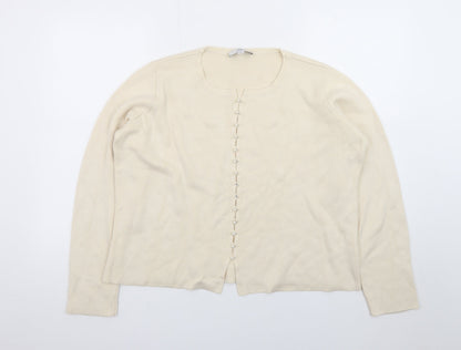 Marks and Spencer Women Beige Large Button Knit Cardigan