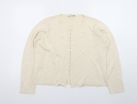 Marks and Spencer Women Beige Large Button Knit Cardigan