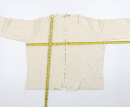 Marks and Spencer Women Beige Large Button Knit Cardigan